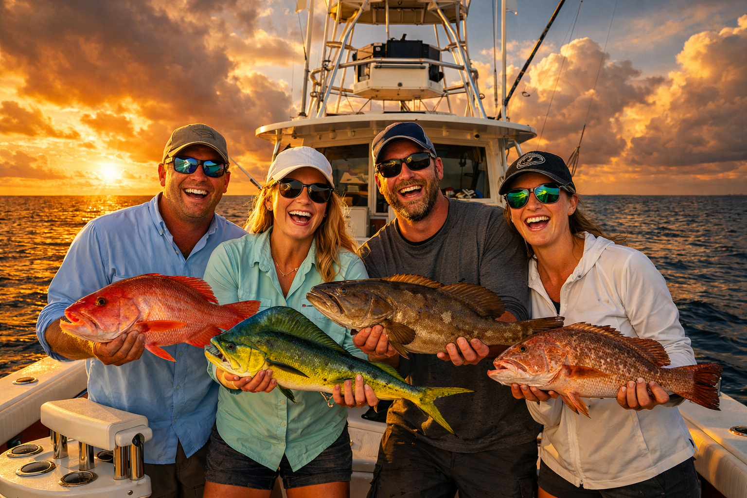 Happy clients with their catch
